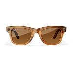 Meta Ray-Ban Wayfarer (Large) Smart Glasses - Shiny Caramel Transparent, Polarized Brown
