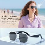 Smart AI Glasses with 100+ Language Translation, Bluetooth 5.4 Glasses with Chat GPT, Blue Light Filtering Lenses with Lightweight Metal Frame Sunglasses, Smart Glasses for Men Women Travel Business