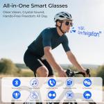 Smart AI Glasses with 100+ Language Translation, Bluetooth 5.4 Glasses with Chat GPT, Blue Light Filtering Lenses with Lightweight Metal Frame Sunglasses, Smart Glasses for Men Women Travel Business