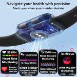 MorePro Health Fitness Tracker with Blood oxy-gen Monitor and 24/7 Heart Rate and Blood Pressure, Sleep Monitor, 120+ Sport Modes Waterproof Fitness Watch for Women Men Android iOS, Black