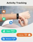 Cloudpoem Fitness Tracker, Fitness Watches for Women Men Pedometer Watch with 24/7 Heart Rate Monitor Sleep Tracker Step/Calorie Counter Stopwatch IP68 Waterproof Activity Trackers (Dark Black)