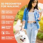 3D Pedometer for Walking, Simple Walking Step Counter with Removable Clip and Strap, USB Rechargeable Step Tracker with Backlight, Accurate Step Counter for Men Women Kids Seniors
