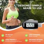 3D Pedometer for Walking, Simple Walking Step Counter with Removable Clip and Strap, USB Rechargeable Step Tracker with Backlight, Accurate Step Counter for Men Women Kids Seniors