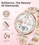 LIGE Smart Watches for Women (Answer/Make Call) with Diamonds，1.19” AMOLED Smartwatch with Heart Rate/Sleep Monitor,IP68 Waterproof Fitness Tracker 111 Sport Modes Pedometer for Android iOS,Rose Gold