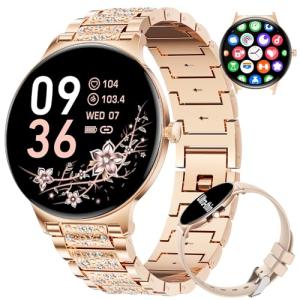 LIGE Smart Watch for Women(2 Bands), 1.43" HD AMOLED Slim Smartwatch for Android iOS,Fitness Tracker with 120+ Sport Modes/IP68 Waterproof/Sleep Monitor,Rose Gold