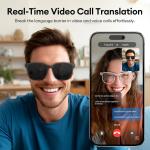 AI Smart Glasses, Bluetooth 5.4 Translation Glasses with 144 Language & Accents,