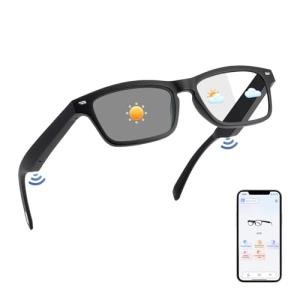 GenXenon AI Glasses for Men Women, AI Translator Powered by ChatGPT with Real-Time Translation(160+Languages), UV400 Photochromic Lenses Smart Sunglasses, Bluetooth Glasses for Travel/Business/Study