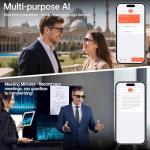 Smart Glasses with AI Translator, V6.0 Bluetooth Glasses with 150+ Translation, Smart Sunglasses for Men & Woman, UV Protection, IPX5 Waterproof,120H Ultra-Long Standby, Hands-Free Music & Calls