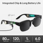 Smart Glasses with AI Translator, V6.0 Bluetooth Glasses with 150+ Translation, Smart Sunglasses for Men & Woman, UV Protection, IPX5 Waterproof,120H Ultra-Long Standby, Hands-Free Music & Calls
