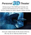 VISIONhmd Personal 3D Movie Cinema,HDMI Input,Connect to Various Multimedia Signal Source Devices. Built in Battery,Not VR/AR,HDMI Goggles,Video Glasses,Monitor (Bigeyes H3 Pro)