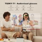 TQSKY T1 AR Glasses with T-Box, Portable Massive 1080P Screen, Built-in150 Micro-OLED Display, Myopia Adjustable 0.00 to -6.00D, Smart Glasses for iPhone, Mac, PC, Android & iOS, Switch