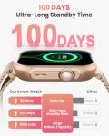 Smart Watch for Women for iPhone&Android: 100 Day+Battery Life, Smart watch(Answer/Make Calls) with 24/7 SpO2 Sleep Heart Rate Monitor,5ATM Waterproof,Fitness Tracker with 120+ Sport,Reloj Gold Pink
