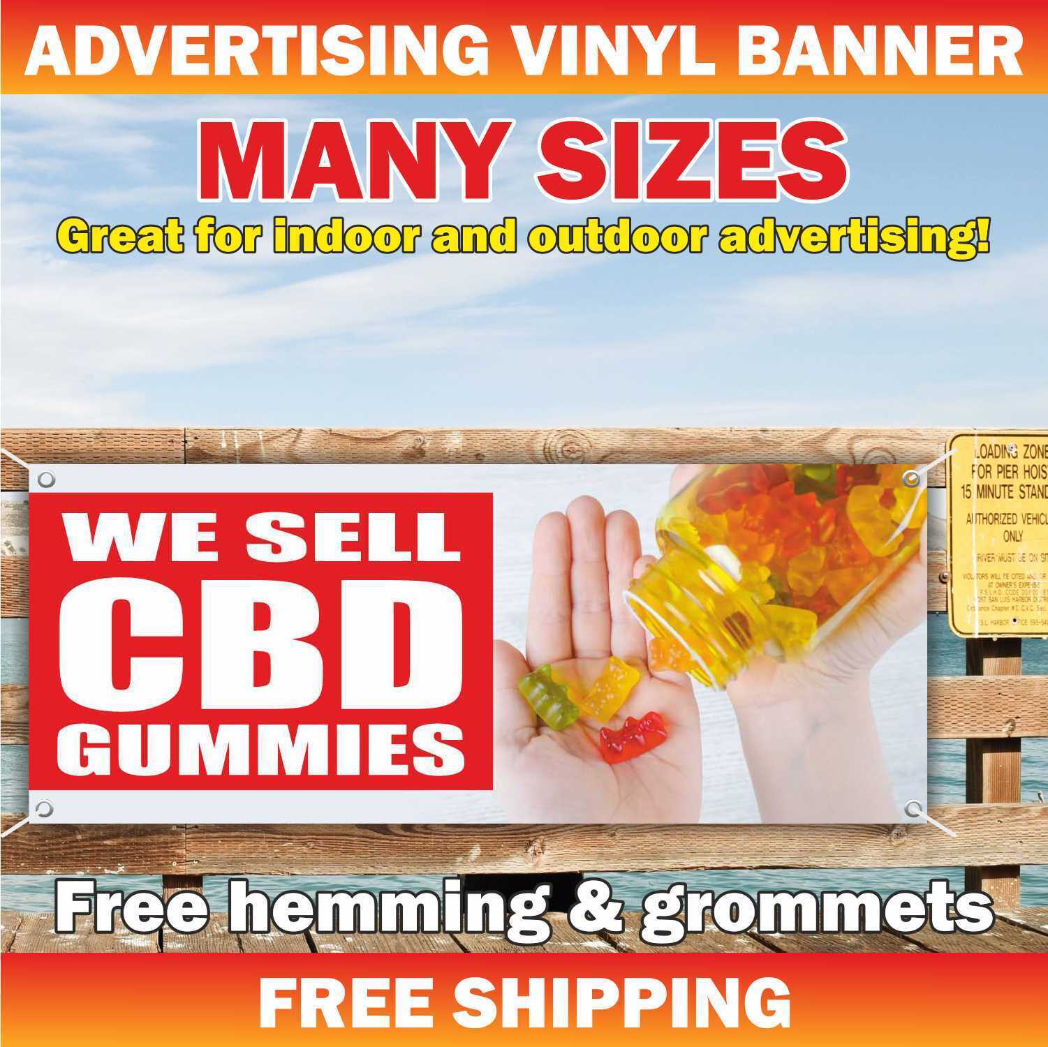CBD Gummies Vinyl Mesh Advertising Sign