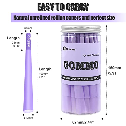 GOMMO King Size Pre-Rolled Purple Cones - 50 Pack
