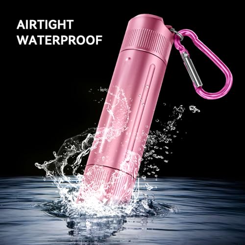 Airtight Portable Stash Jar with Carabiner - Pink