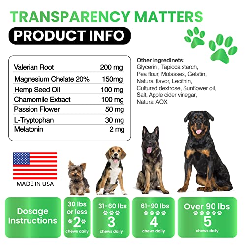 Hemp Calming Chews for Anxious Dogs - 170 Treats