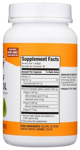 Hemp Seed Oil Softgels with Omega 3, 6, 9
