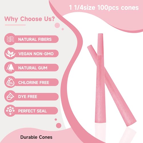 100 Pack Colorful King Size Pre-Rolled Cones