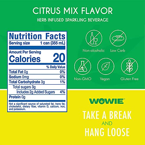 Wowie Hemp Infused Citrus Calming Beverage (4 Pack)