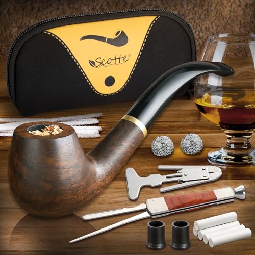 Handmade Ebony Wood Tobacco Pipe with Accessories