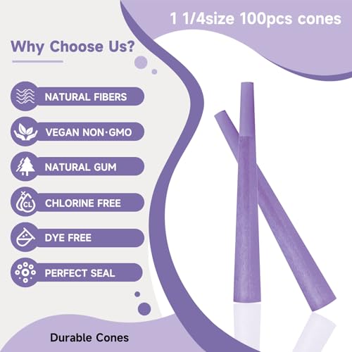 100 Pack King Size Purple Pre-Rolled Cones