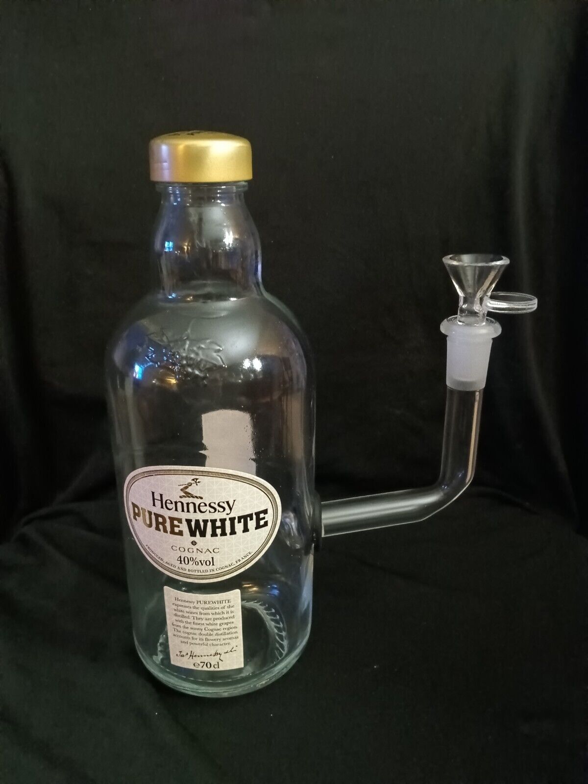 White Hennessy Glass Bong Hookah Pipe