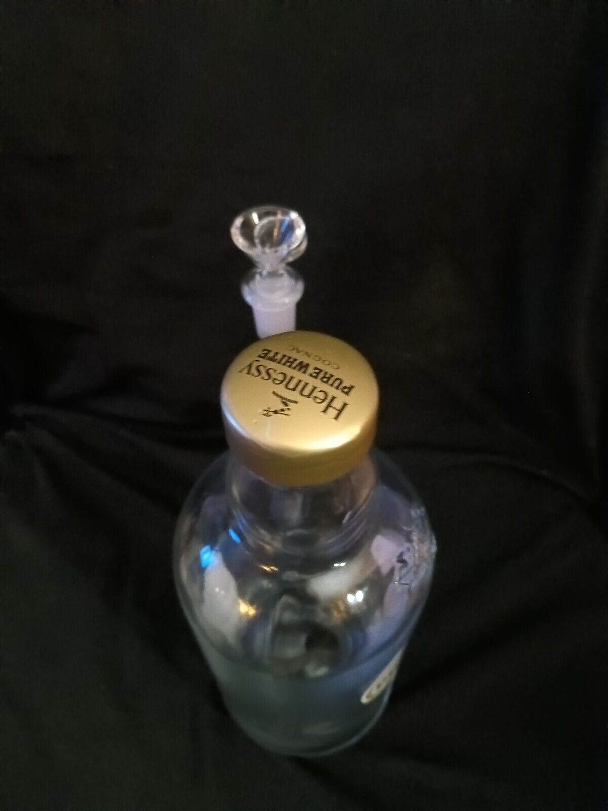 White Hennessy Glass Bong Hookah Pipe