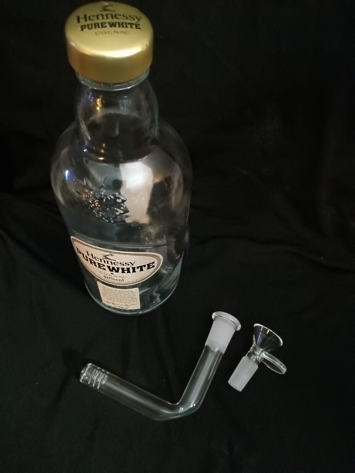 White Hennessy Glass Bong Hookah Pipe