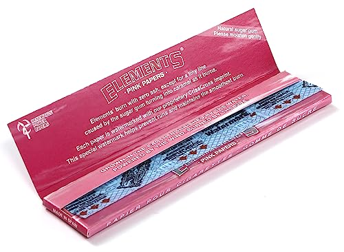 Elements Pink King Size Slim Rolling Papers - 5 Pack