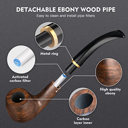 Scotte Pear Wood Tobacco Pipe with Leather Pouch