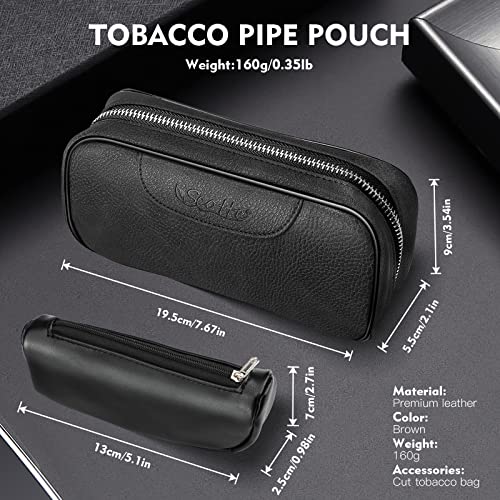 Scotte Pear Wood Tobacco Pipe with Leather Pouch