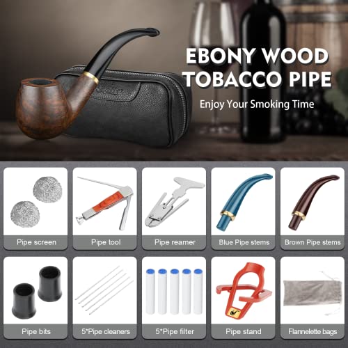 Scotte Pear Wood Tobacco Pipe with Leather Pouch