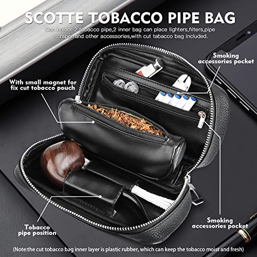 Scotte Pear Wood Tobacco Pipe with Leather Pouch