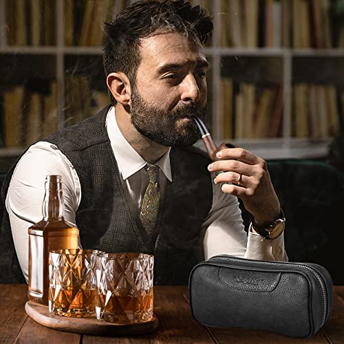 Scotte Pear Wood Tobacco Pipe with Leather Pouch
