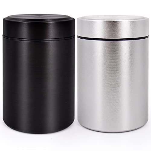 Airtight Aluminum Storage Jars 2-Pack - Black & Silver