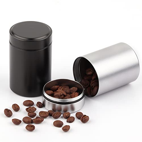 Airtight Aluminum Storage Jars 2-Pack - Black & Silver