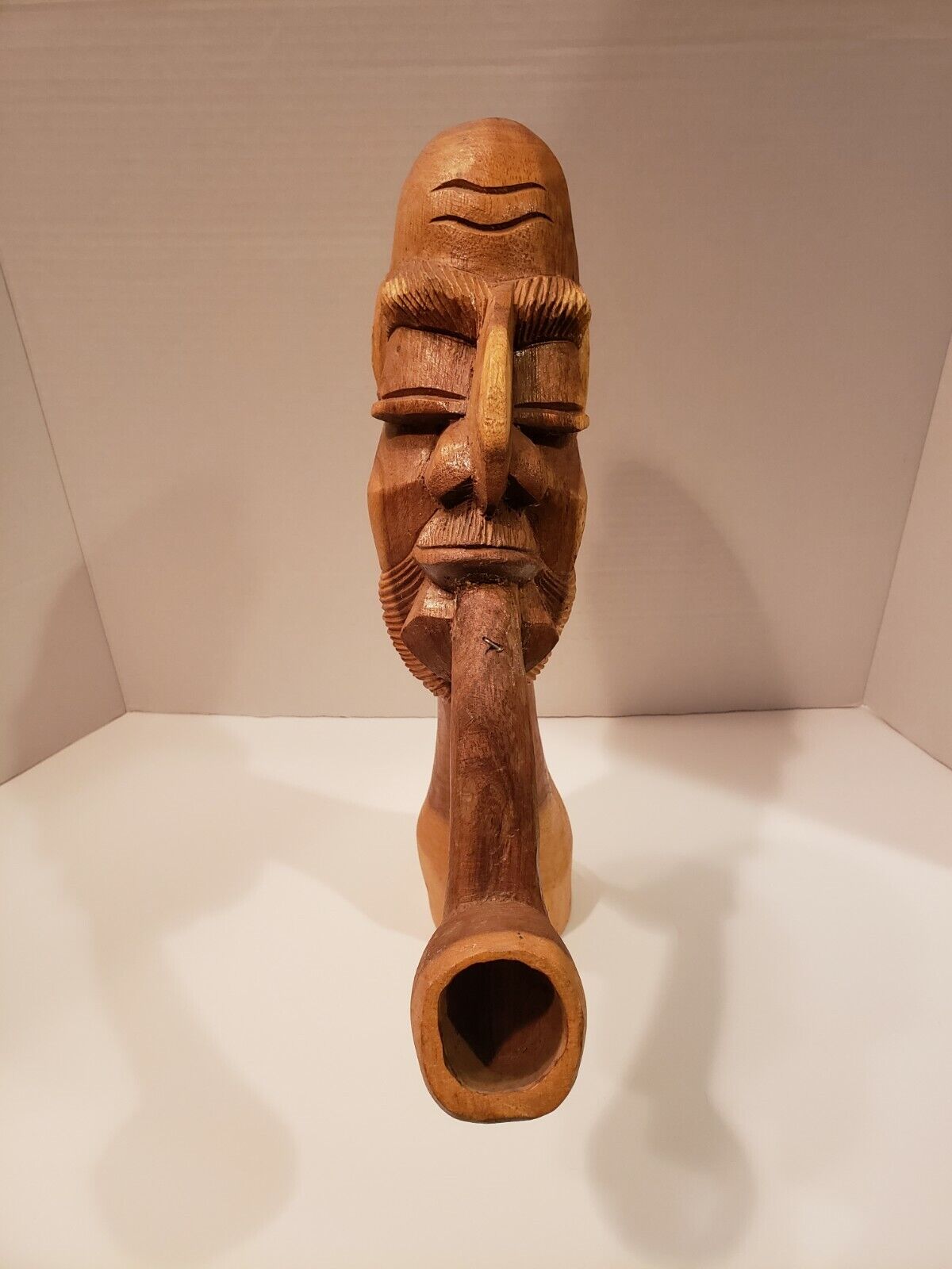 Bahamas Wooden Carved Face Smoking Pipe Decor