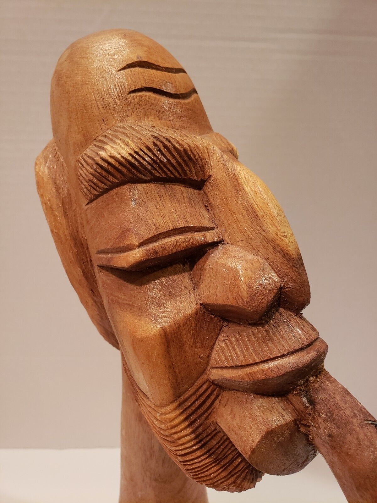Bahamas Wooden Carved Face Smoking Pipe Decor