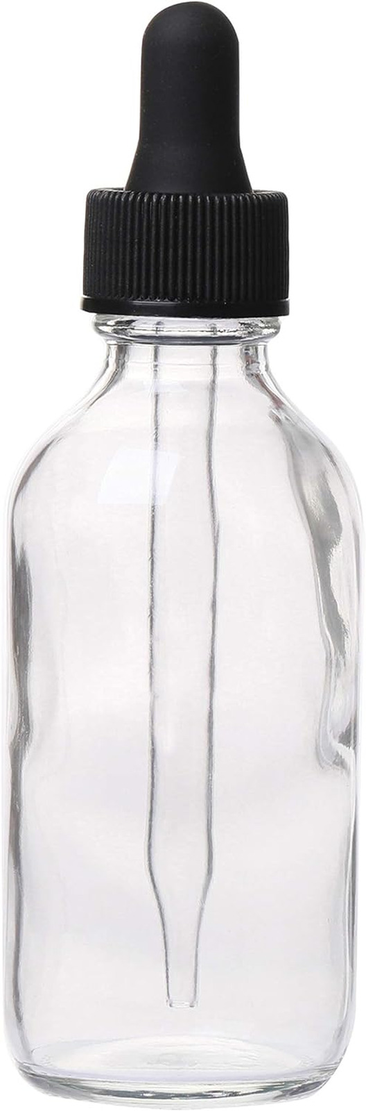 Clear Boston Round Bottles with Glass Droppers - 6 Pack