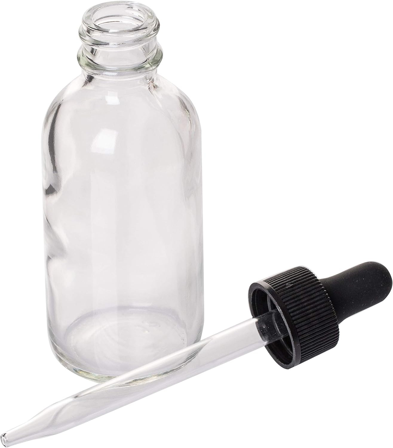 Clear Boston Round Bottles with Glass Droppers - 6 Pack