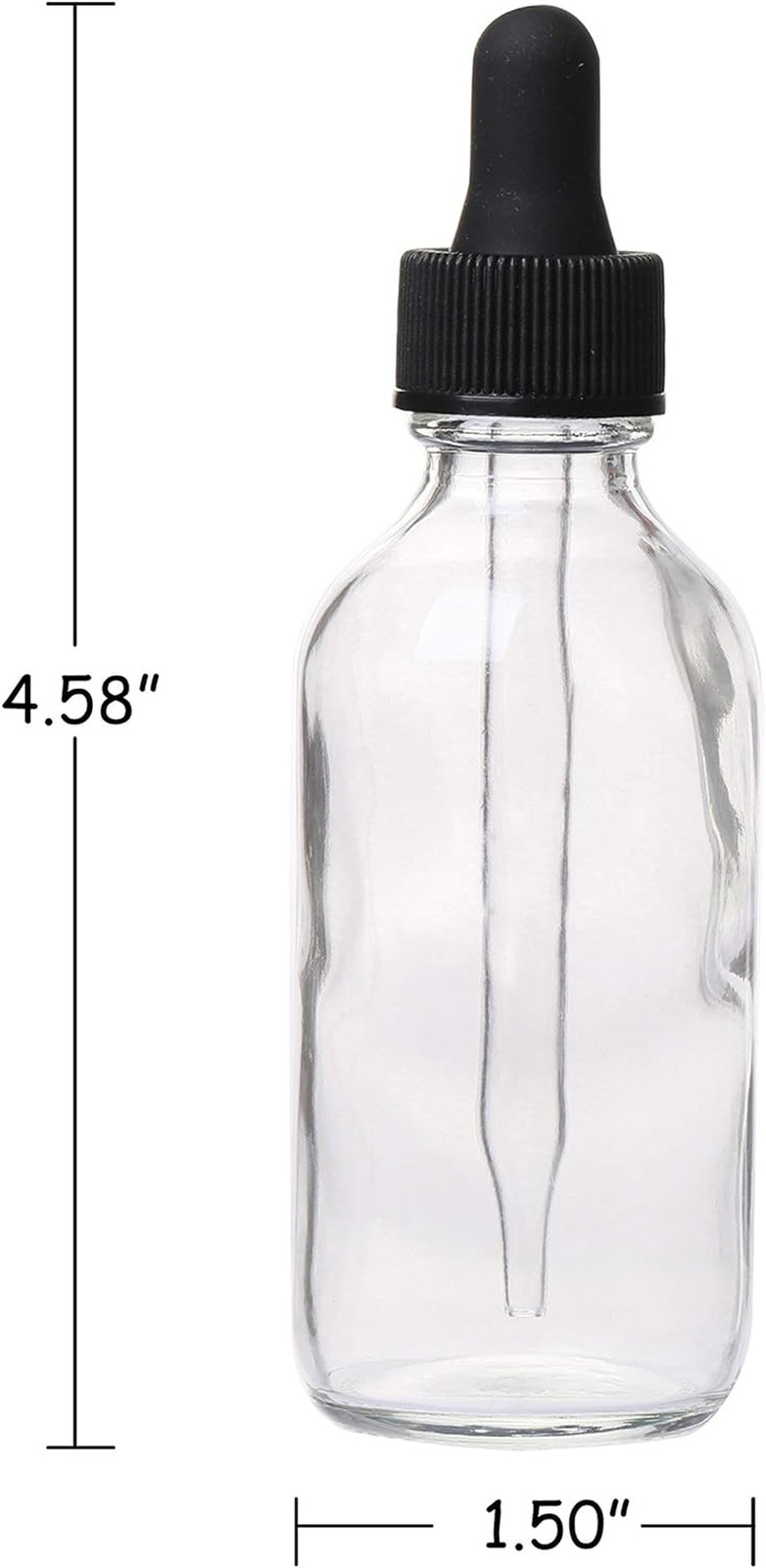 Clear Boston Round Bottles with Glass Droppers - 6 Pack