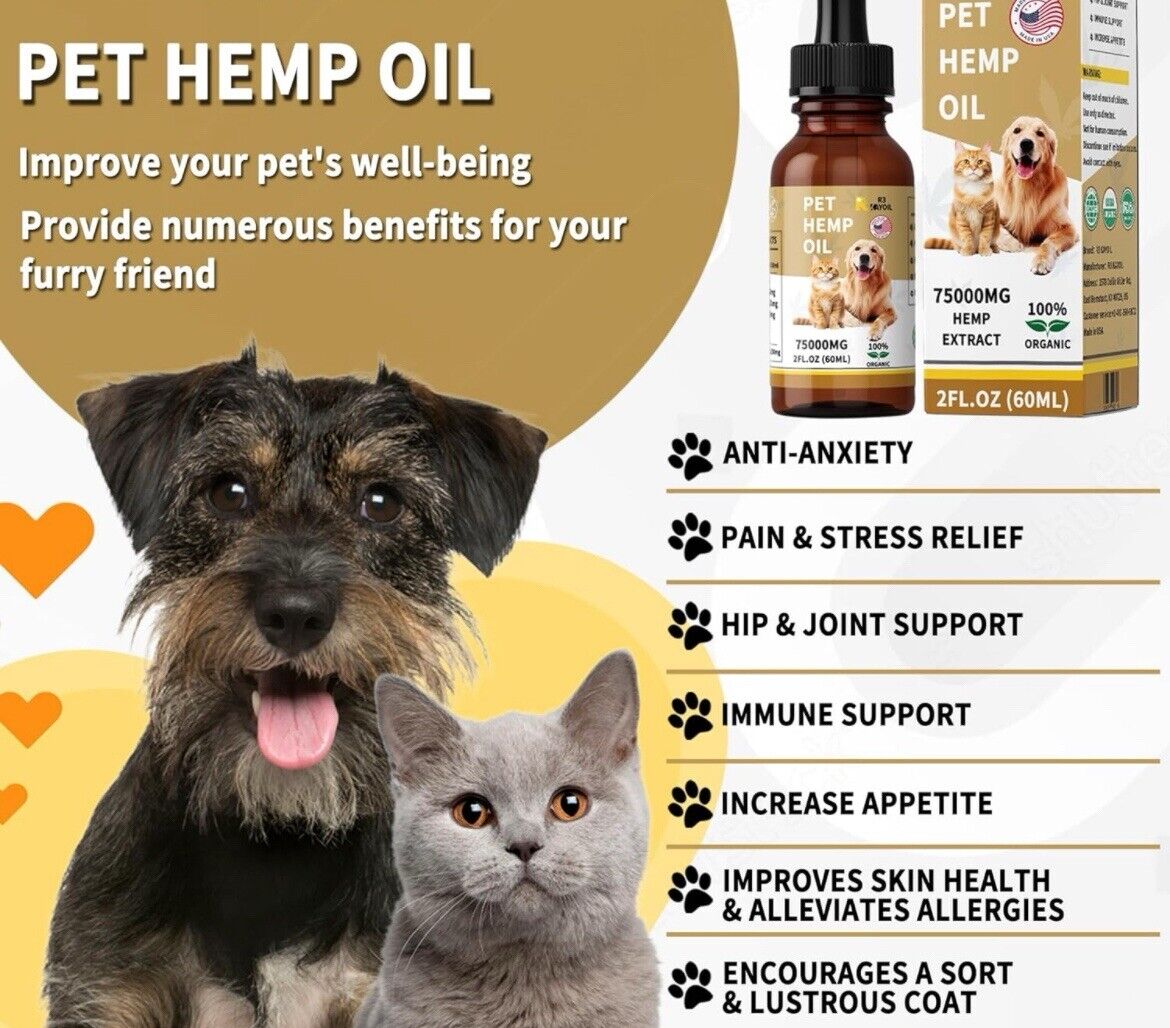 Organic Hemp Oil for Pet Anxiety & Pain Relief