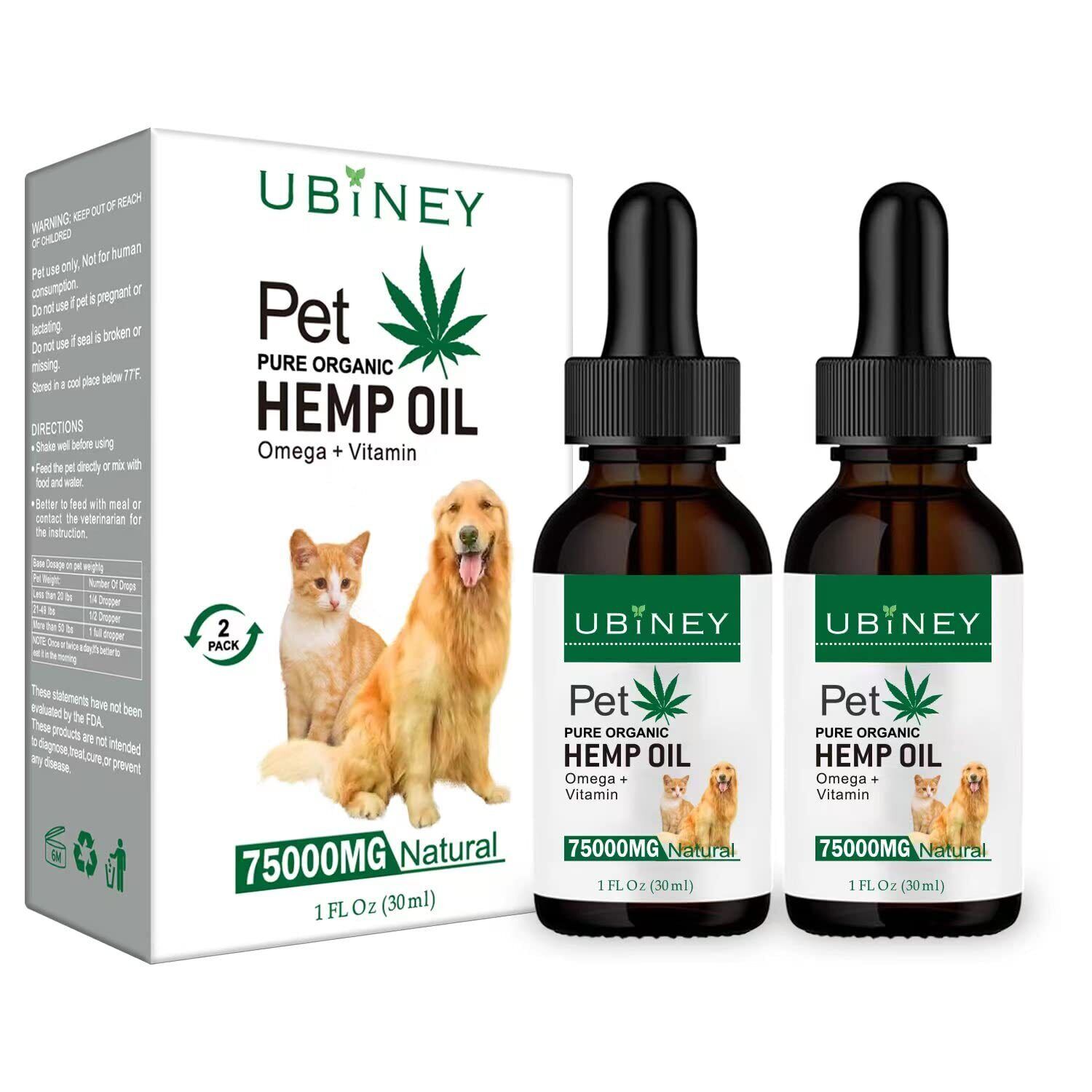 Organic Hemp Oil for Dogs and Cats - 2-Pack