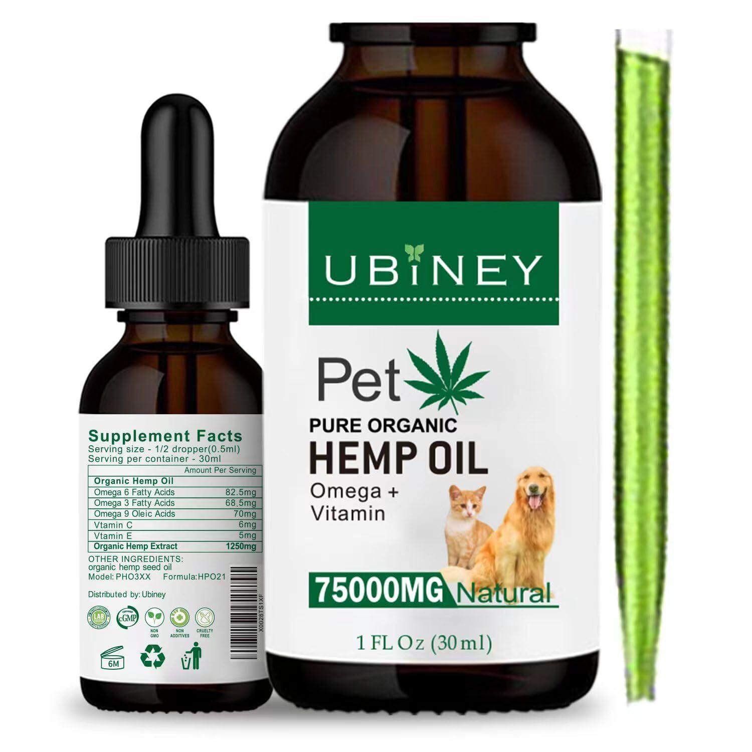 Organic Hemp Oil for Dogs and Cats - 2-Pack