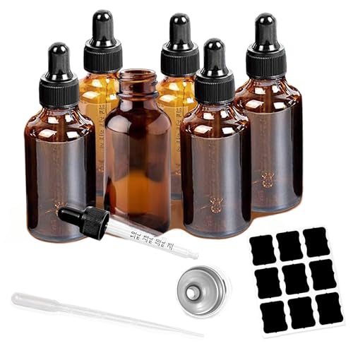 6 Pack Amber Glass Tincture Bottles with Droppers