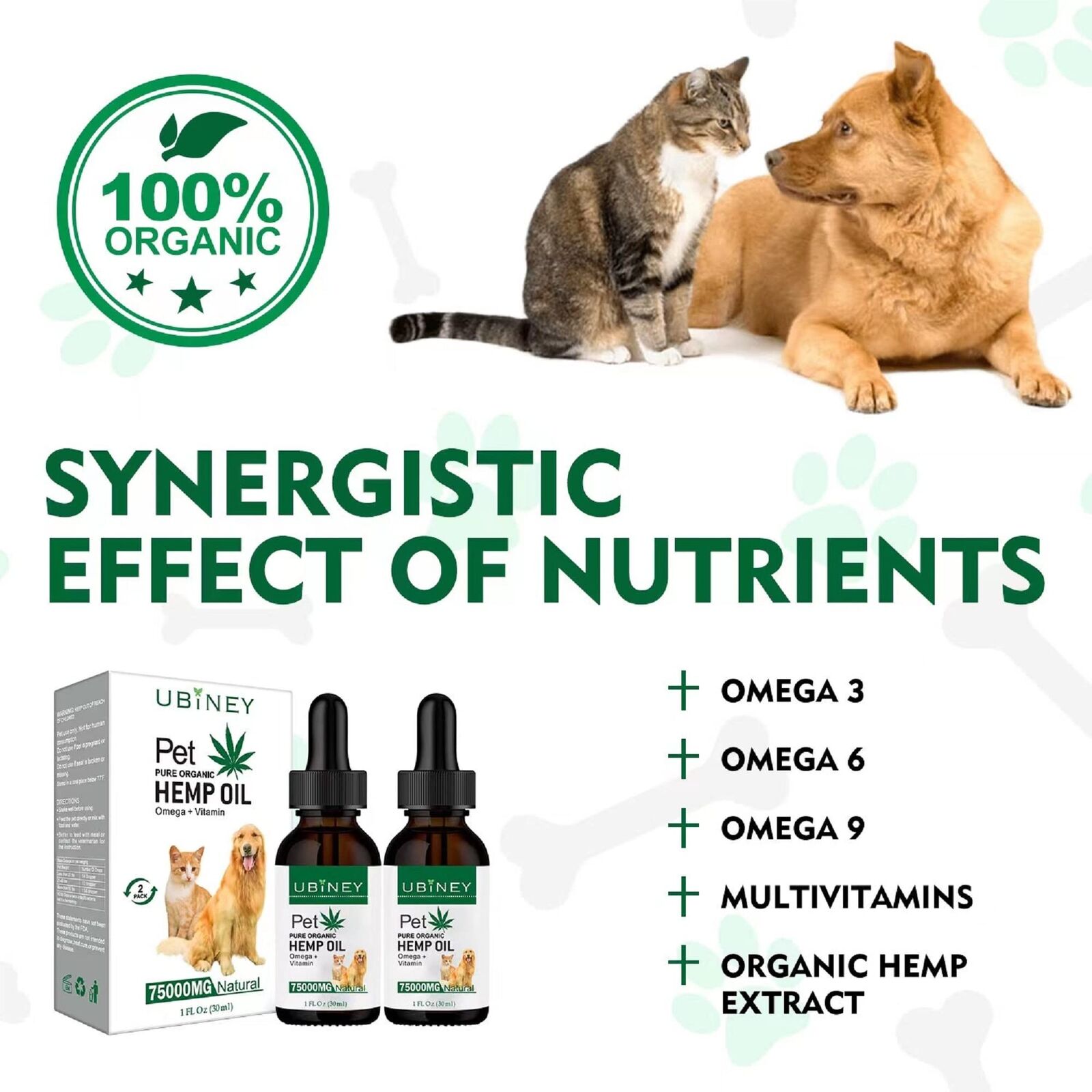 Organic Hemp Oil for Dogs and Cats - 2-Pack