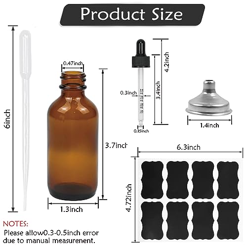 6 Pack Amber Glass Tincture Bottles with Droppers