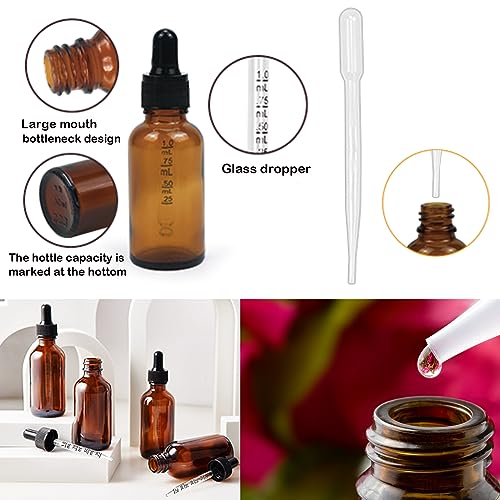 6 Pack Amber Glass Tincture Bottles with Droppers