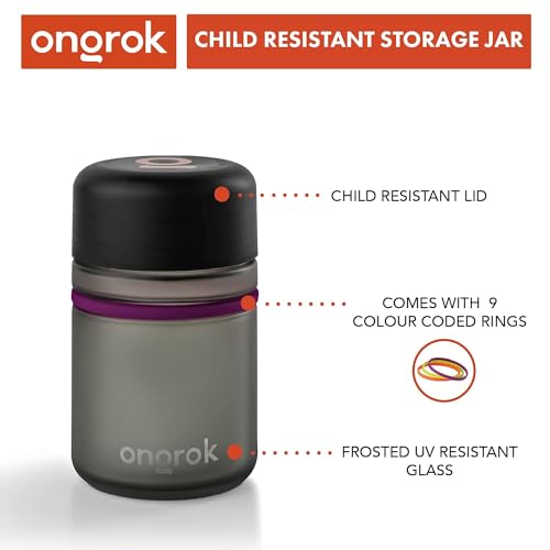ONGROK UV Glass Storage Jars with Child Lid