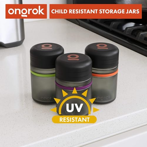 ONGROK UV Glass Storage Jars with Child Lid